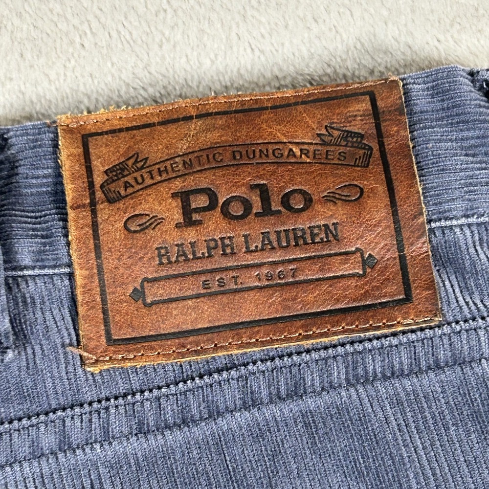VTG 90s Polo Ralph Lauren Pants Mens 38x30 Blue Corduroy Classic Chino 5-Pocket - Picture 10 of 16